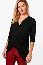 Boohoo Samantha Wrap Front Knitted Top