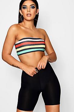 Boohoo Harlie Rainbow Rib Knit Bandeau