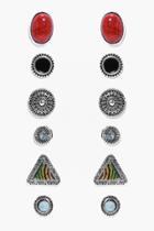 Boohoo Clara Turquoise Stone Stud Earring Set Multi