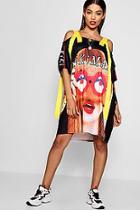 Boohoo Face Print Ribbon Detail Dress