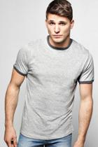 Boohoo Crew Neck Regular Fit Ringer T-shirt Grey