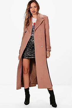 Boohoo Maxi Belted Wool Look Coat