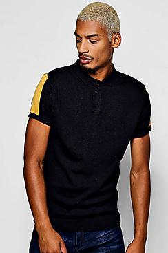 Boohoo Short Sleeve Contrast Knit Polo