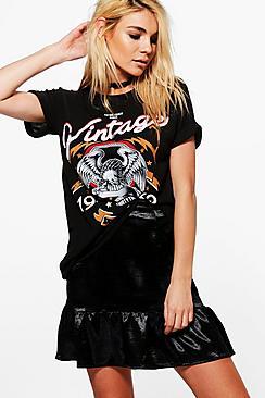 Boohoo Sarah Vintage Knitted Band T-shirt Dress