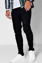 Boohoo Black Super Skinny Biker Jeans With Zipped Cuff