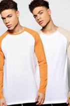 Boohoo 2 Pack Long Sleeve Raglan T Shirts Multi