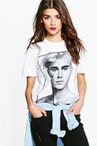 Boohoo Cara Justin Bieber License Tee White