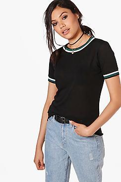 Boohoo Lauren Sports Trim Knitted T-shirt