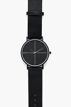 Boohoo Triple Black Pu Strap Watch