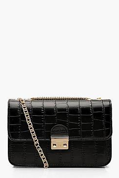 Boohoo All Over Croc Pushlock Cross Body