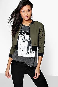 Boohoo Freya Crop Textured Ma1 Bomber Jacket