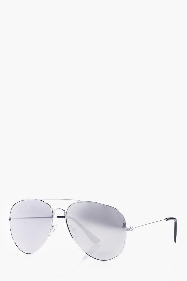 Boohoo Silver Frame Aviator Sunglasses Silver