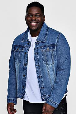 Boohoo Big And Tall Overdyed Washed Denim Jacket