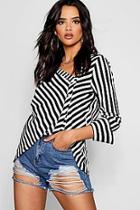 Boohoo Asymmetric Deep Cuff Stripe Shirt