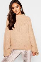 Boohoo Petite Oversized Bell Sleeve Thick Knit Jumper