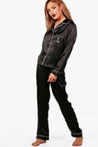 Boohoo Lauren 'l' Embroidery Letter Satin Trouser Set