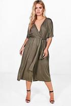 Boohoo Plus Lisa Jersey Kimono Sleeve Wrap Jumpsuit