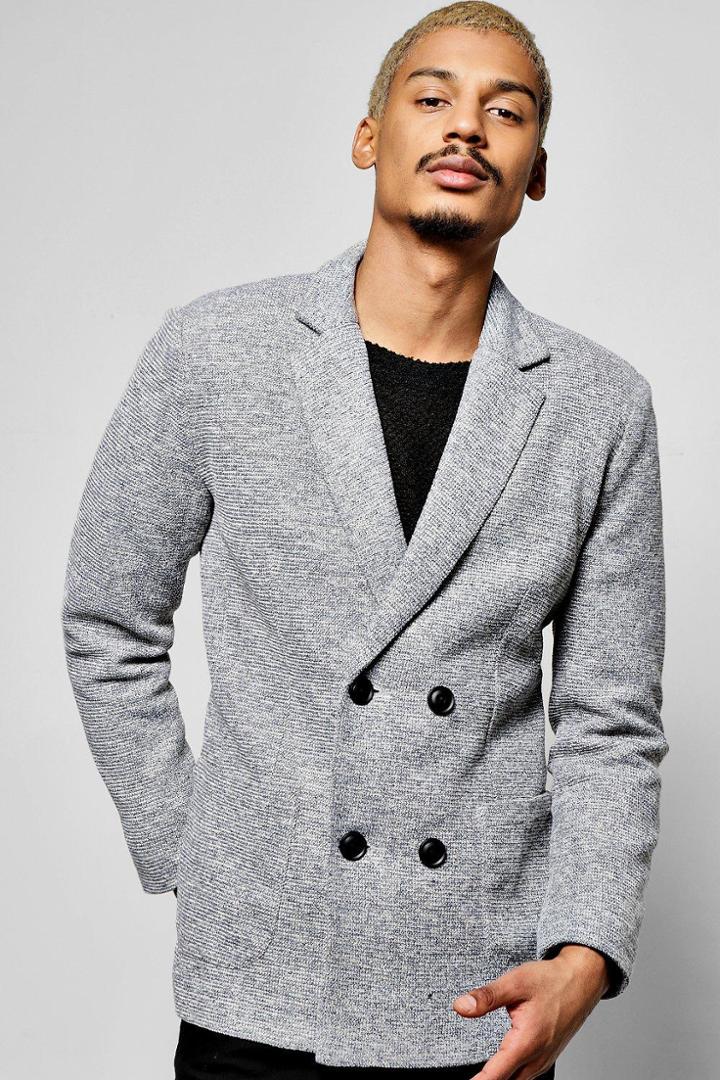 Boohoo Double Breasted Smart Blazer Grey