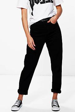 Boohoo Sophie High Rise Roll Hem Mom Jeans