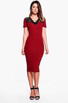 Boohoo Gayle Eyelash Lace Top Midi Dress