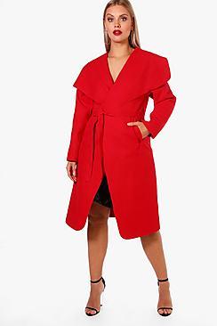 Boohoo Plus Lydia Wool Look Wrap Coat