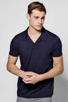 Boohoo Open Placket Polo Navy