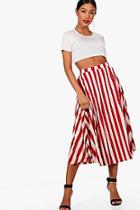 Boohoo Lori Woven Pleated Stride Midi Skater Skirt