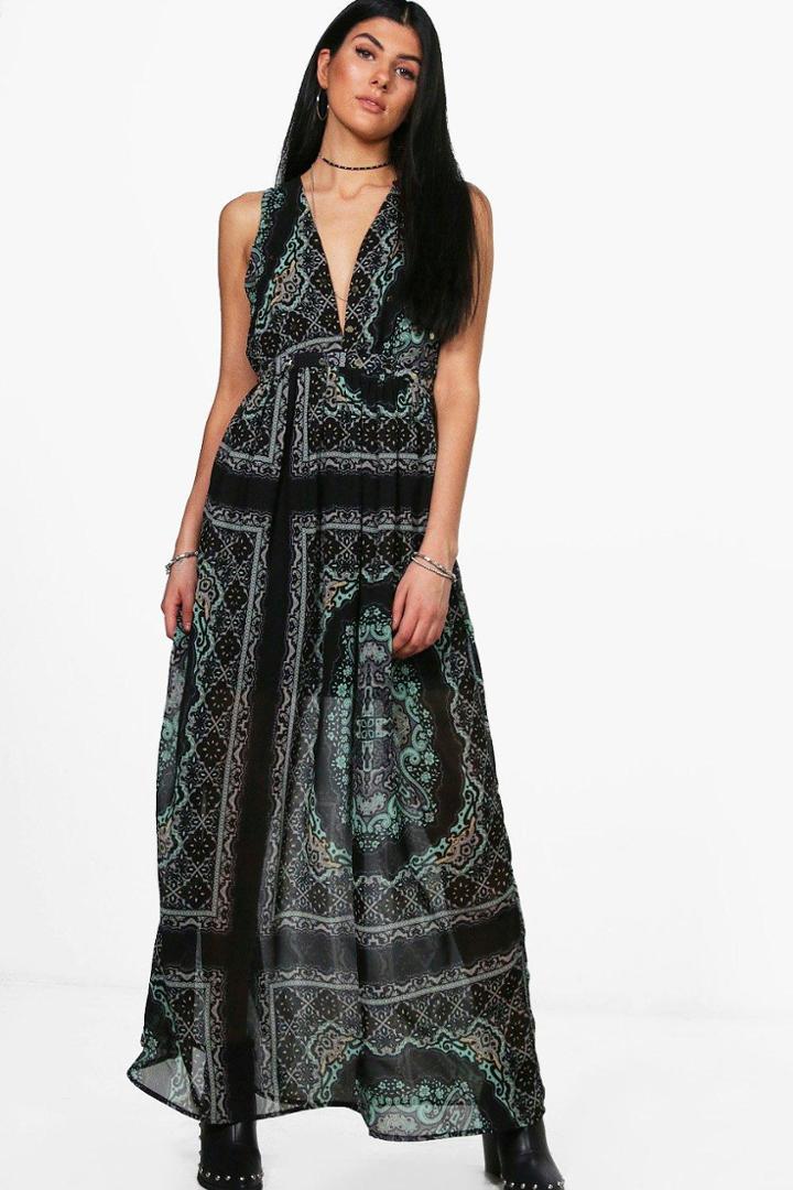 Boohoo Neve Paisley Coin Maxi Dress Multi