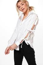 Boohoo Georgina Tie Open Sleeve Shirt