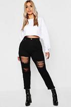 Boohoo Plus All Over Ripped Jean
