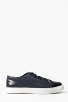 Boohoo Contrast Toe Cap Lace Up Trainers Navy