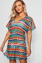 Boohoo Crochet Chevron V Neck Kimono