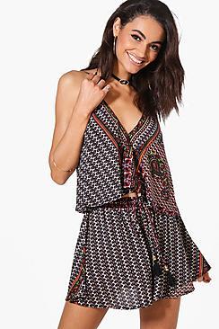 Boohoo Evelyn Crop Cami & Short Paisley Print Co-ord