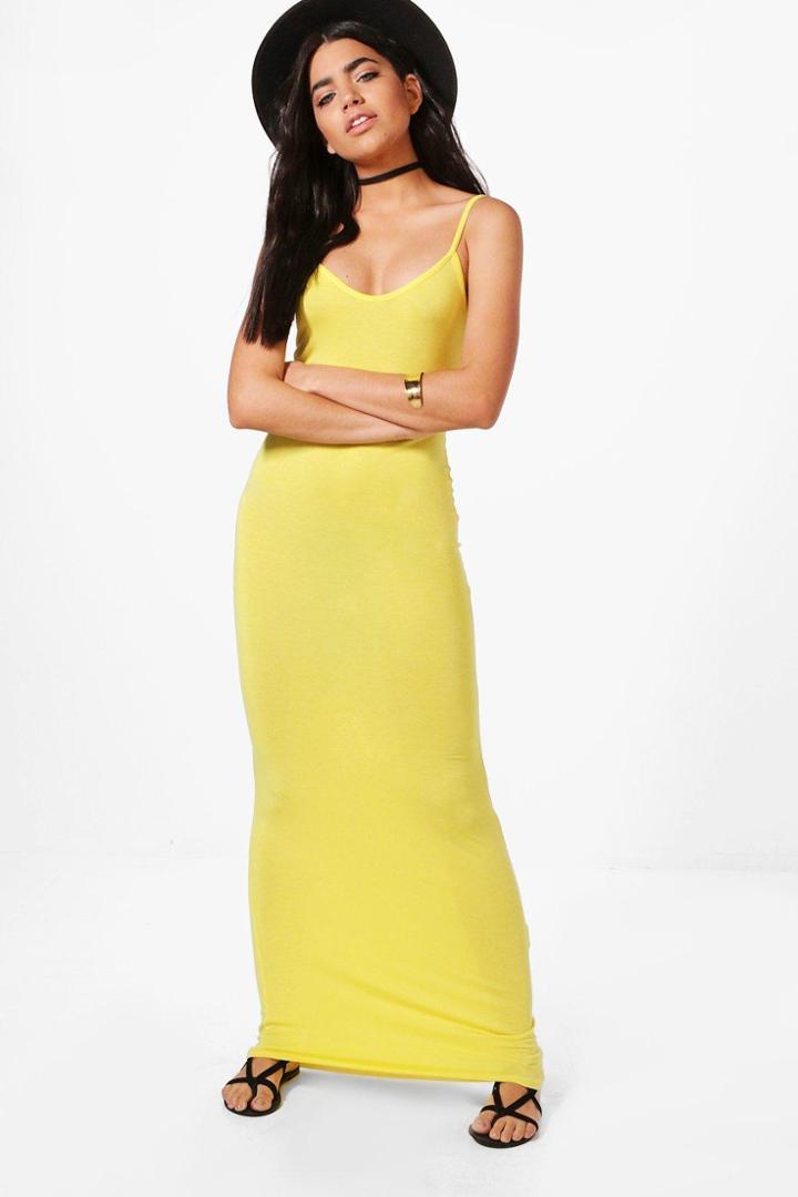 Boohoo Hedda Basic Strappy Maxi Dress Yellow