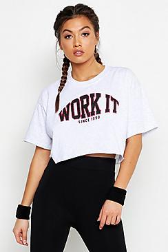 Boohoo Fit Work It Cropped Gym Tee