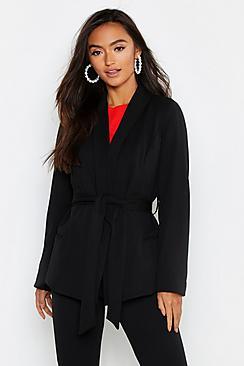 Boohoo Petite Tie Waist Blazer