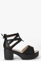 Boohoo Leah Lace Up Two Part Cleated Sandal Black