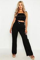 Boohoo Plus High Waist D Ring Belted Wide Leg Trouser