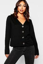 Boohoo Deep Rib V Front Long Sleeve Top