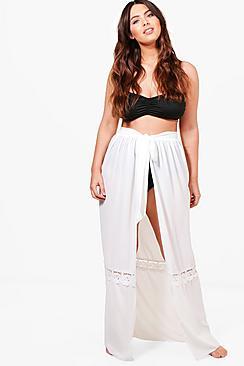 Boohoo Plus Gemma Crochet Trim Wrap Tie Sarong