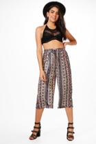 Boohoo Nicola All Over Printed Culotte Red