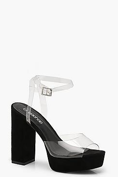 Boohoo Clear Platform 2 Part Heels
