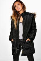 Boohoo Boutique Layla Luxe Double Layered Parka Black