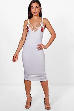 Boohoo Piper Strappy Applique Midi Dress