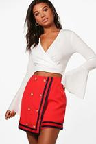 Boohoo Leanne Button Front Contrast Trim Mini Skirt