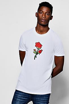 Boohoo Centre Rose Embroidered T-shirt