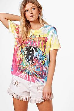 Boohoo Petite Ellie Tie Dye Festival T-shirt
