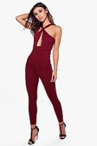 Boohoo Petite Georgia Twist Neck Jumpsuit
