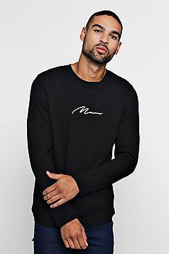 Boohoo Man Signature L/s Curved Hem T-shirt