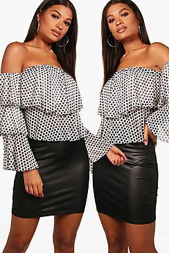 Boohoo Naomi 2 Pack Wet Look Mini Skirt